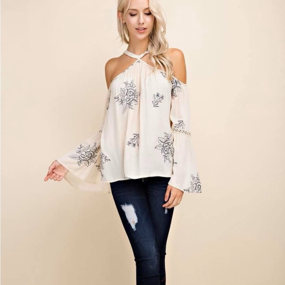 Floral Off-Shoulder Cream Top